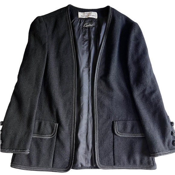 Malcolm Starr Dresses & Skirts - Malcolm Starr VINTAGE Rizkallah Black Boucle Union Made Wool Jacket Blazer Sz 12